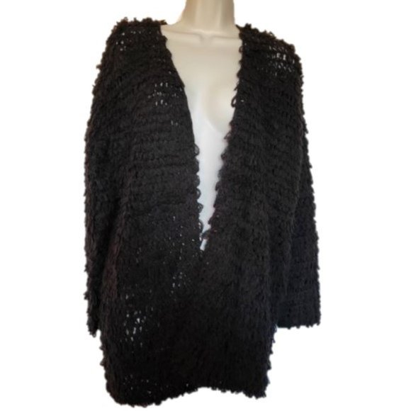 FOREVER 21 Women's Black Looped Open Front Sweater Cardigan Size Small NWOT - Picture 1 of 4